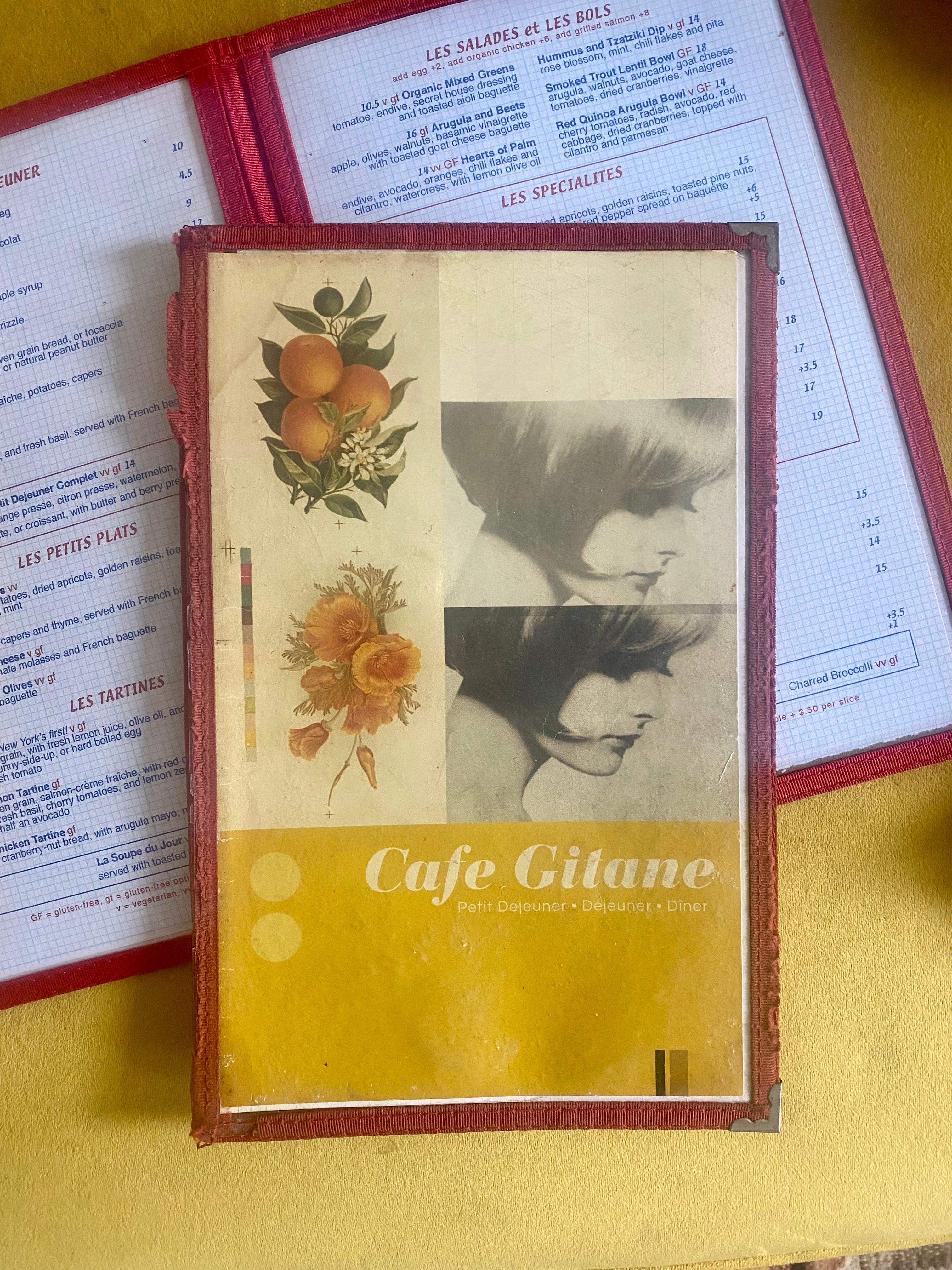 CAFE GITANE Vintage Menu
